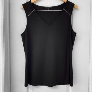 RW&CO - Black Sleeveless Blouse with Decorative Zipper Shoulder